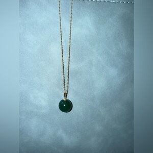 18k gold chain with jade pendant Necklace